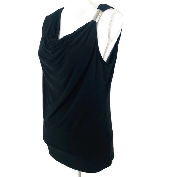 Chaus Black Drape Neck Sleeveless Top Size Medium - Picture 2 of 7